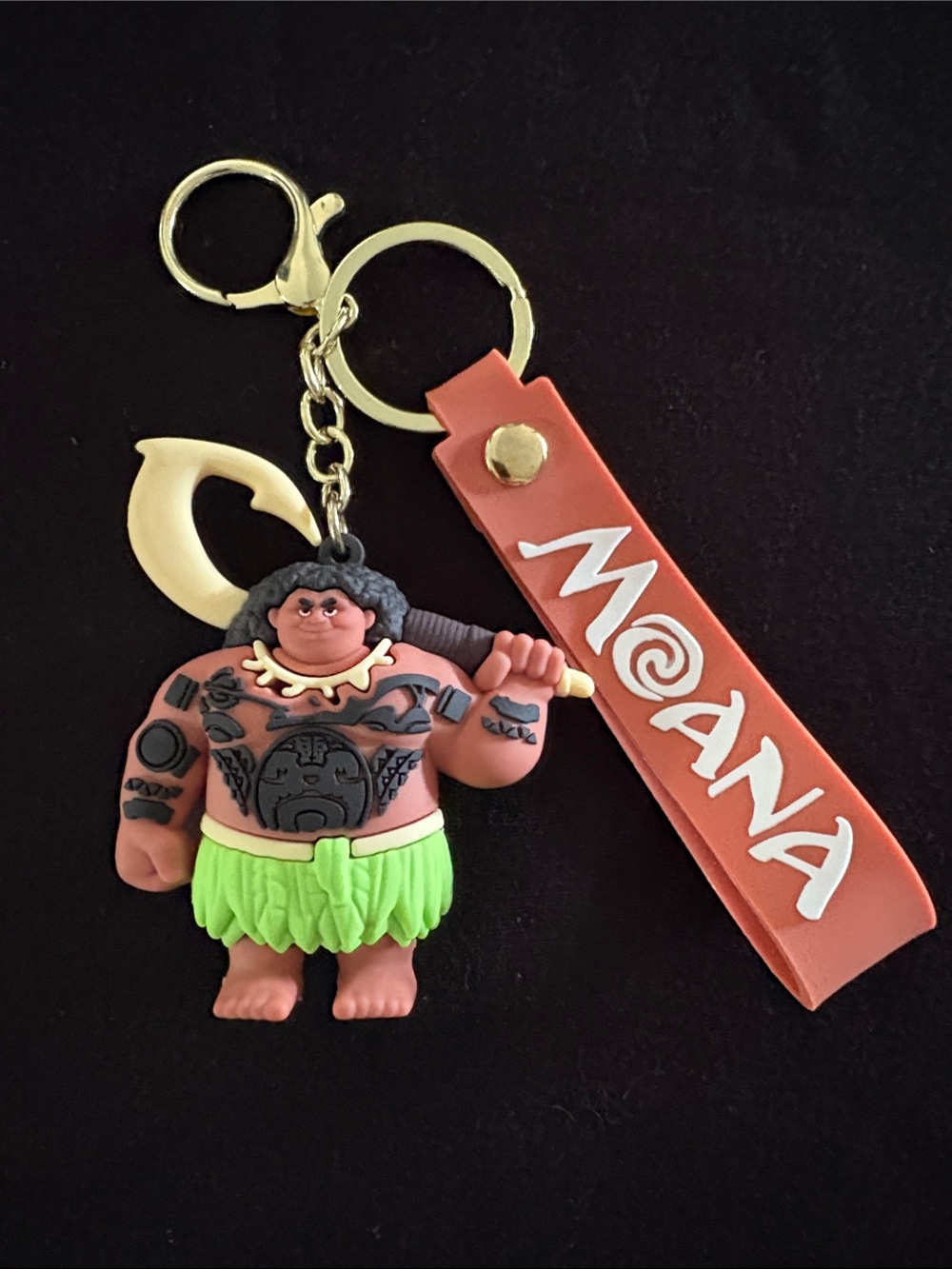 Moana Maui Character KeychainBag Charm with Orange Strap